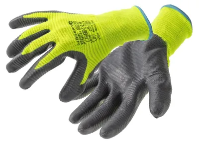 Produktbild von Arbeitshandschuhe grün/schwarz, Nitrilbeschichtung auf Polyester, EN 388 3121X, Gr. 9, 12 Paar, Art. HT5K761-9 – VECHTE, Högert Technik