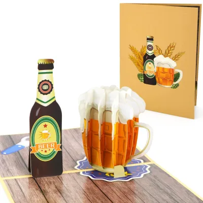 3D-Pop-up-Karte Bierthema, Geburtstagskarte für Männer, Vatertag