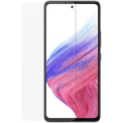 A screen protector is shown placed over a smartphone screen.