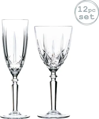 Produktbild von RCR Kristall Orchestra Cut Glas Weingläser und Champagnerflöten - 290ml, 200ml - 12er Set