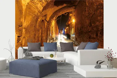 Produktbild von Vlies Fototapete NACHTSTRAßE IN JERUSALEM 375 x 250 cm (inkl. Kleister) - Vlies Tapete, Wandtapete, Wandbilder - Tapete für Wohnzimmer Schlafzimmer, Büro, Küche - Montagefertig