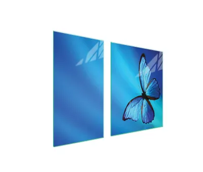 Immagine prodotto di Piastre copri fornelli 2 pezzi 90x52 Copri piano cottura in Vetroceramica tagliere in vetro farfalla blu