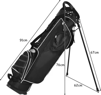 Obrázok produktu pre Golfová taška 9 palcová golfová taška na ceruzku profesionálna cestovná taška na stojan s hlavovou časťou a popruhom na prenášanie-čierna