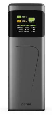 Immagine prodotto di HAMA Power Pack "High Power", 200 W, 24000mAh, 2x USB-C, USB-A, ricarica rapida (00201743)