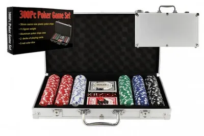 Produktbild von Teddies - Pokerset 300Stück + Karten + Würfel in Aluminiumkoffer in Box 40x24x8cm