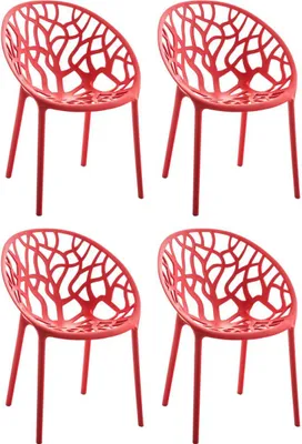 Produktbild von Stuhl Hope 4er Set rot 59x60x80 cm stapelbar wasserabweisend UV-beständig