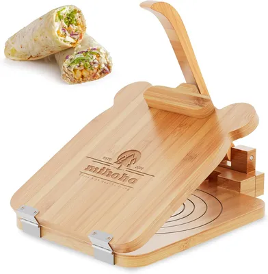 Immagine prodotto di Pressa per tortillas 10 pollici, per uso in cucina, in bambù, rotonda, manuale