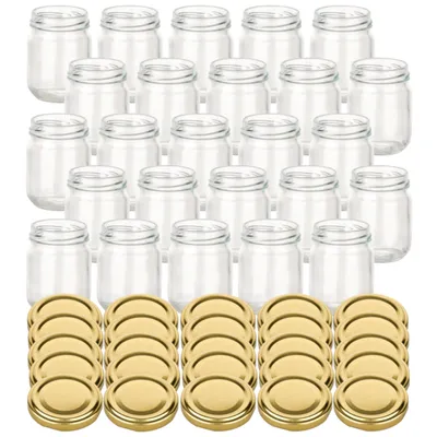 Immagine prodotto di set di 25 vasetti per conserve 125 ml Helix con coperchio a vite color oro - piccoli vasetti per marmellata, miele, spezie, prodotti fatti in casa