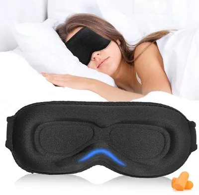 Produktbild von Slaapmasker voor zijslapers met diepe oogkassen, 100% lichtwerend, zwart, inclusief oordopjes