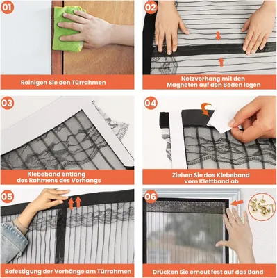 Produktbild von Magnetisches Fliegengitter, Fliegengitter für Türen 150 x 200 cm, Fliegengittertür, Insektenschutz, Tür, keine Lücke, einfach zu installieren ohne Bohren, hält Insekten draußen, lässt frische Luft herein