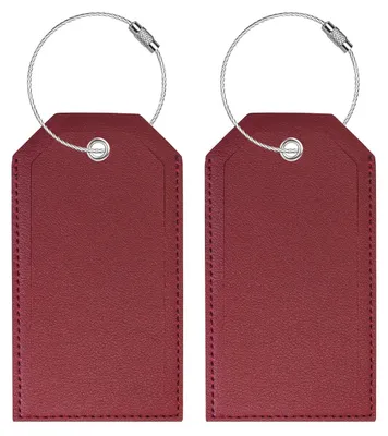 Immagine prodotto di Omgoods - Set di 2 etichette per bagagli in pelle - Etichette impermeabili per valigie, colore bordeaux