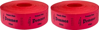 Produktbild von Bonrollen Pommes frites rot dreisprachig 2 Rollen je 1000 Abrisse perforiert