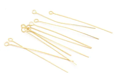 Produktbild von Vintageparts Ösenstifte 304 Edelstahl Gold PVD 50 mm, 10 Stück