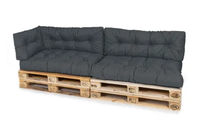 Produktbild von TexDeko Garden Palettenkissen 120x80x18cm wasserabweisend gesteppt Sitzauflage für Europaletten, UV-beständig (5-TLG Set, Anthrazit)