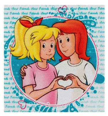 Obrázok produktu pre Bibi & Tina © Girlfriends - nášivka, nažehľovačka, nažehľovačka, nášivka, nášivka, na nažehlenie, veľkosť: 6,5 x 6,8 cm