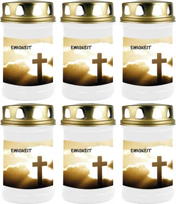 Obrázok produktu pre Hrobová sviečka biela 6-pack, doba horenia: 48 hodín (na sviečku), motív: večnosť