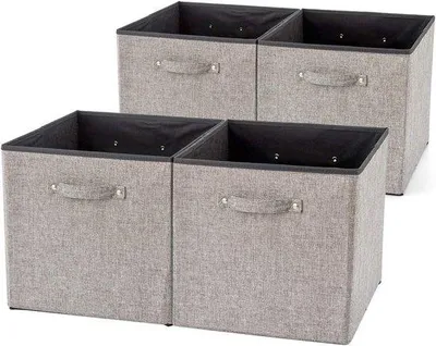 Produktbild von Faltbare Lagerbox mit starken Griffen - grau - Set von 4 - 33x38x33 cm