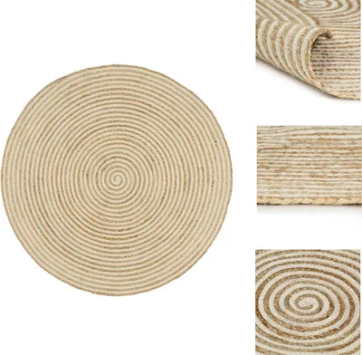 Obrázek produktu pro vidaXL Koberec Ručně vyráběná juta se spirálovým vzorem bílý 120 cm - Koberce