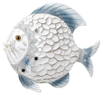 Produktbild von Gilde Figur, Fisch, "Azuro", Kunstharz, weiß, hellblau, VE 2, L. 7 cm, B. 22 cm, H. 17 cm 59535 4063387595350