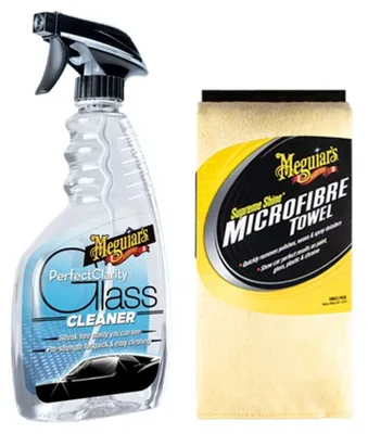 Produktbild von Meguiar's® Perfect Clarity Glass Cleaner Scheibenreiniger Glasreiniger 473 ml + Supreme Shine Microfiber Handtuch