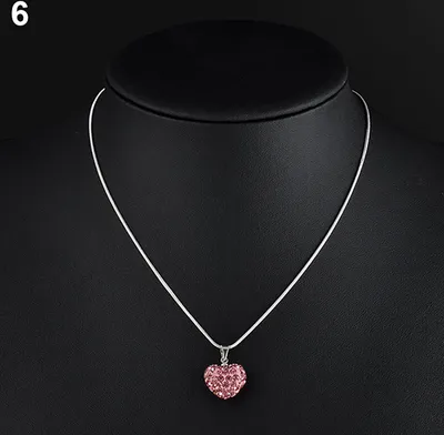 Produktbild von Damenmode glänzende Strass Liebe Herz Anhänger Kette Halskette Weihnachtsgeschenk-#6