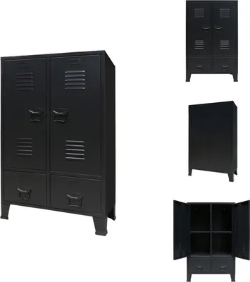 Zdjęcie produktu dla vidaXL Szafa metalowa w stylu industrialnym 67 x 35 x 107 cm czarna - Szafy