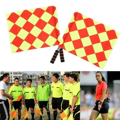 Productafbeelding van Grensrechter Vlag Voetbal Scheidsrechter Vlag 2 Stuks Zak Socr Voetbal Scheidsrechter Sport Wedstrijd Grensrechter Vlag Met Opbergtas