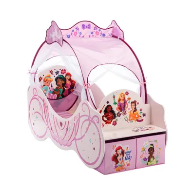 Produktbild von Disney Prinzessin Kutschen-Kleinkindbett, stabile Holzwerkstoff-Konstruktion, geschützte Seiten, Holzlatten, passend für 140 x 70 cm( Matratze nicht enthalten)
