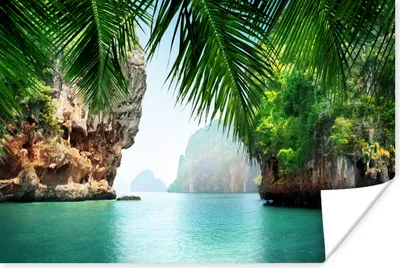 Produktbild von MuchoWow® Poster Meer - Palme - Berg - Tropisch 30x20 cm - Plakate - Print