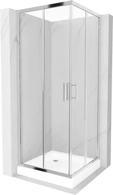 Zdjęcie produktu dla Mexen Rio kabina prysznicowa kwadratowa 80 x 80 cm, transparent, chrom + brodzik Rio, biały - 860-080-080-01-00-4510
