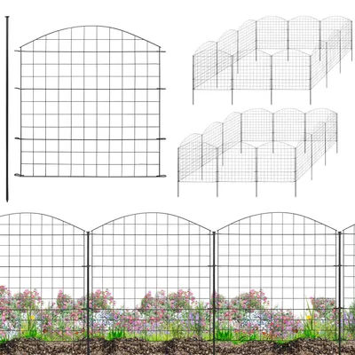 Immagine prodotto di Recinzione da giardino a innesto per laghetto 24 elementi di recinzione per cani in metallo 78 cm Recinzione a rete nero V2Aox