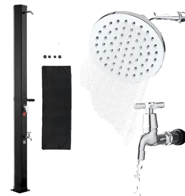 Immagine prodotto di Doccia solare VEVOR da 35 L, doccia da giardino solare alta 2160 mm, doccia da piscina con portasapone, regolazione acqua calda e fredda, modello indipendente, doccia da campeggio per giardino, zona piscina, piscina in spiaggia, nera