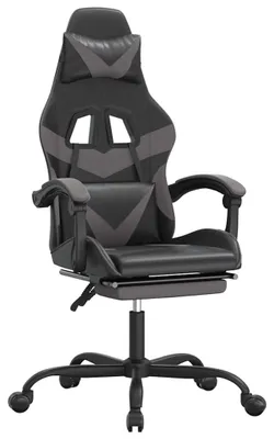 Produktbild von vidaXL Gaming-Stuhl mit Fußstütze Schwarz und Grau Kunstleder