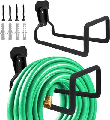 Imagen del producto de Soporte metálico para manguera, sistema de fijación estable para la pared, resistente a la corrosión, ideal para el jardín