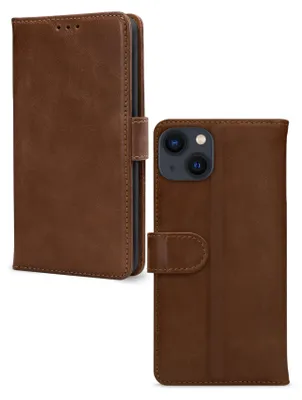 Produktbild von Mobilize Wallet iPhone 13 Mini Hülle Echtes Leder Klapphülle Geldbörse - Braun