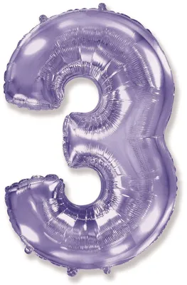 Zdjęcie produktu dla Balon foliowy cyfra 3 - fioletowy - liliowy - 102 cm