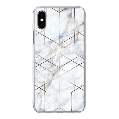 Produktbild von MuchoWow® Handyhülle Schutzhülle Hülle für iPhone Xs Marmor - Gold - Weiß Silikon Softcase Handy Hülle - Handytasche