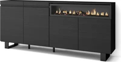 Produktbild von Sideboard, Highboard, 200x35x87cm, 4 Türen, Elektrokamin. Industriedesign, Schwarz