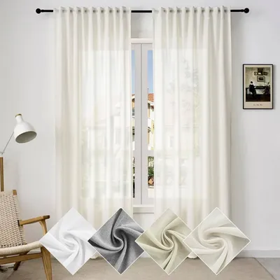 Produktbild von Halbtransparenter Vorhang mit Faltenband in Leinenoptik | Creme | 135 x 245 cm