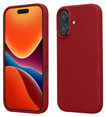 Produktbild von kwmobile Handyhülle für iPhone 16 Hülle, für iPhone 16 Case - Hülle Silikon - kabelloses Laden - Rhabarber Rot