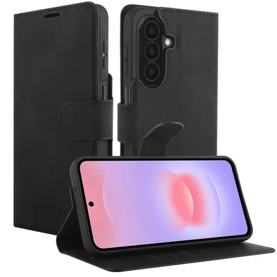Image de Cazy Coque compatible avec Samsung Galaxy A27 Coque avec Porte-cartes – Bookcase Premium – Noir