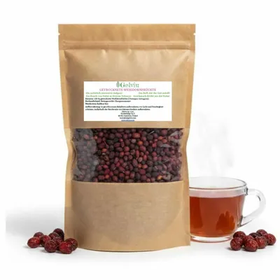 Produktbild von Weißdornfrüchte getrocknet 2 kg (2 x 1 kg) – ganze Weißdornbeeren – für Weißdorntee und Aufgüsse