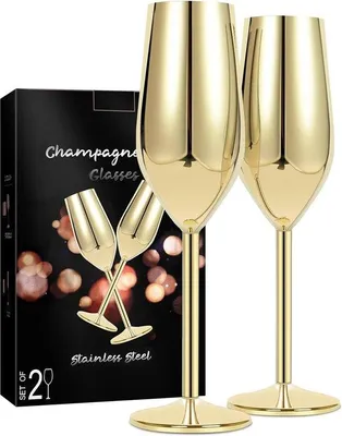 Produktbild von Unyqoos® Edelstahl-Champagnergläser 2er-Set, 210 ml, Roségold – bruchsicher & BPA‑frei, rostfreier Edelstahl (304), elegante Sektflöten für Hochzeit & Party