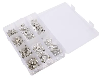 Produktbild von 125 Stück Kupferdrahtösen, hitzebeständiger Ringkabelschuh mit ABS-Aufbewahrungsbox für Solaranlagen