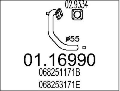 Produktbild von MTS Abgasrohr Auspuffrohr für VW TRANSPORTER III Bus Vorne 01.16990