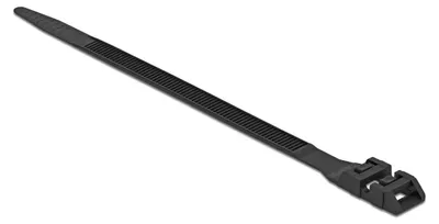 Zdjęcie produktu dla DeLOCK 18889, Zwalniana opaska kablowa, Nylon, Czarny, V2, -40 - 85 °C, 250 mm