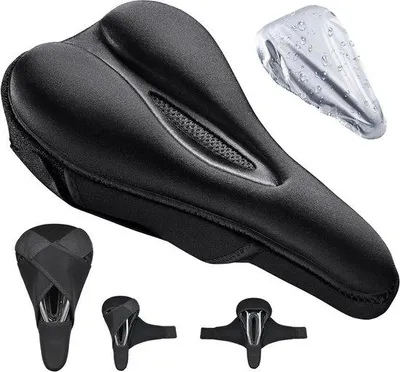 Productafbeelding van Fietszadelhoes Gel - Comfort Kussen - Comfortabel Fietsen - Ademend Hol Ontwerp - 28x16 cm - Zwart