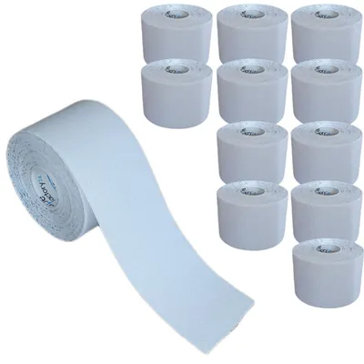 Produktbild von 12 Rollen - Tapefactory24 Getting Started Kinesiologie Tape 5cm x 5m - weiß, Tapes Taping Klebeband Tapeverband Bandage wasserfest