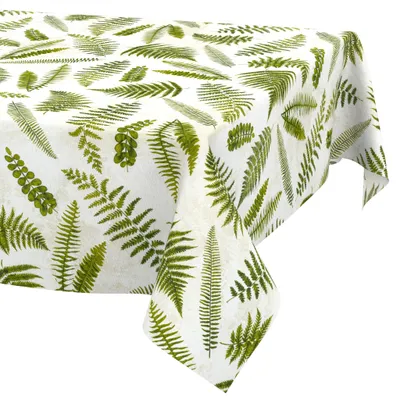 Produktbild von Tischdecke 140x140cm Rechteckig Grün abwaschbar Baumwolloptik Farn Grün wetterfest Gartentischdecke Schnittkante
