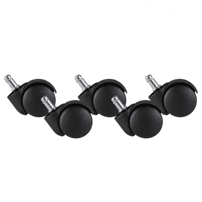 Produktbild von AMSTYLE Teppichbodenrollen Schwarz 5er Set Rollen für Bürostühle Teppich-Boden Weichbodenrollen Durchmesser 50mm Drehstuhlrollen Stift 11mm Büro